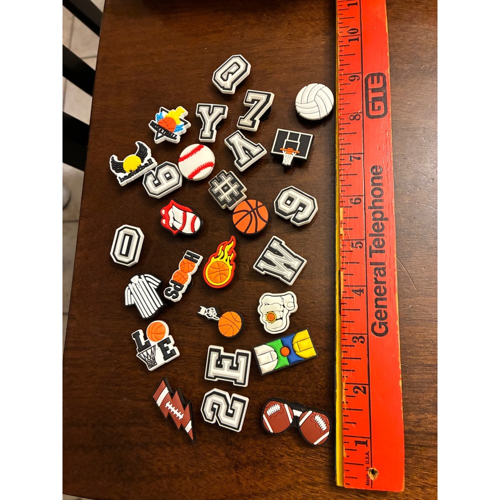 Basketball Sports Shoe Charms Lot Varsity Letters Numbers PVC Clog Accessories